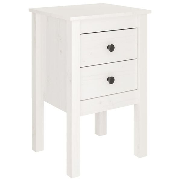 vidaXL Bedside Cabinet White 40x35x61.5 cm Solid Wood Pine