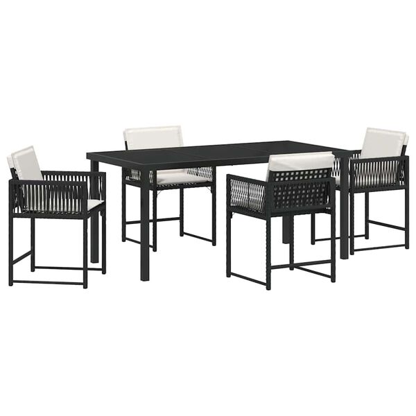 vidaXL Garden Dining Set 5 pcs Black Poly Rattan