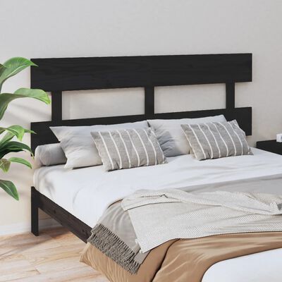 vidaXL Bed Headboard Black 154x3x81 cm Solid Wood Pine