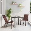 vidaXL Garden Dining Set 3 pcs Brown and Black Powder-coated Steel