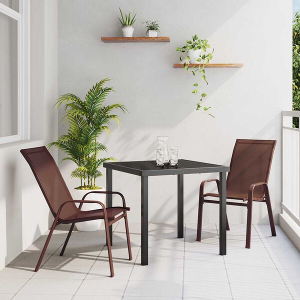 vidaXL Garden Dining Set 3 pcs Brown and Black Powder-coated Steel