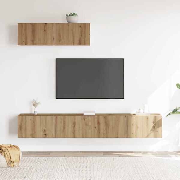 vidaXL 3 Piece TV Cabinet Set Wall-mounted Artisan Oak Engineered Wood