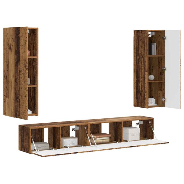 vidaXL TV Cabinet Set Wall-mounted 3 pcs Old Wood Engineered Wood