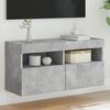 vidaXL TV Wall Cabinet with LED Lights Concrete Grey 80x30x40 cm