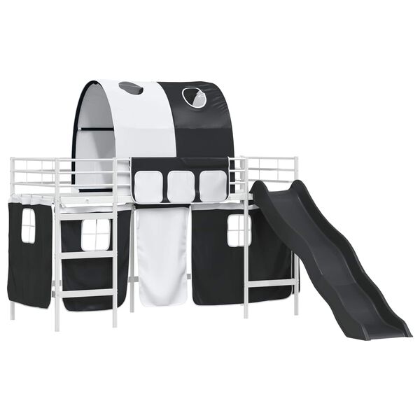 vidaXL Kids'Loft Bed Frame White and Black 99.5 x 190 cm Metal
