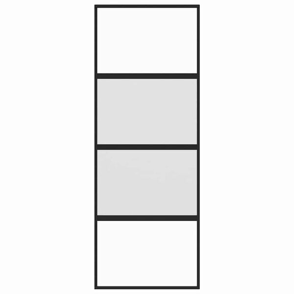 vidaXL Sliding Door Black 76x205 cm Tempered Glass and Aluminium