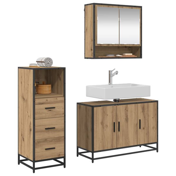 vidaXL Bathroom Furniture Set 3 pcs Artisan Oak Engineered Wood
