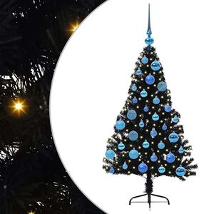 vidaXL Artificial Pre-lit Christmas Tree Black 120 cm PVC