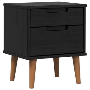 vidaXL Bedside Cabinet MOLDE Black 40 x 35 x 48 cm Solid Pine Wood