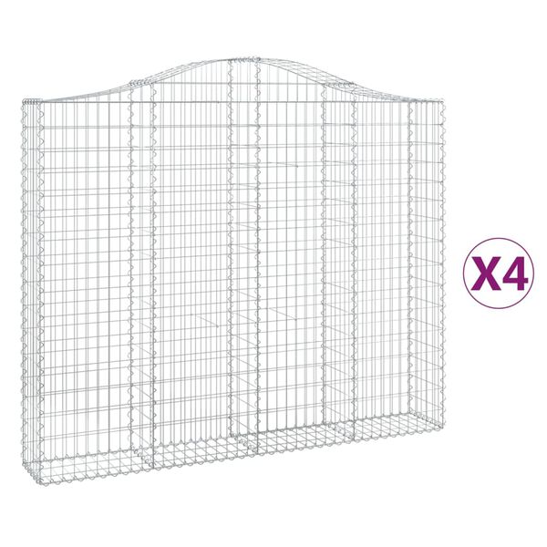 vidaXL Arched Gabion Baskets 4 pcs 200x30x160/180 cm Galvanised Iron
