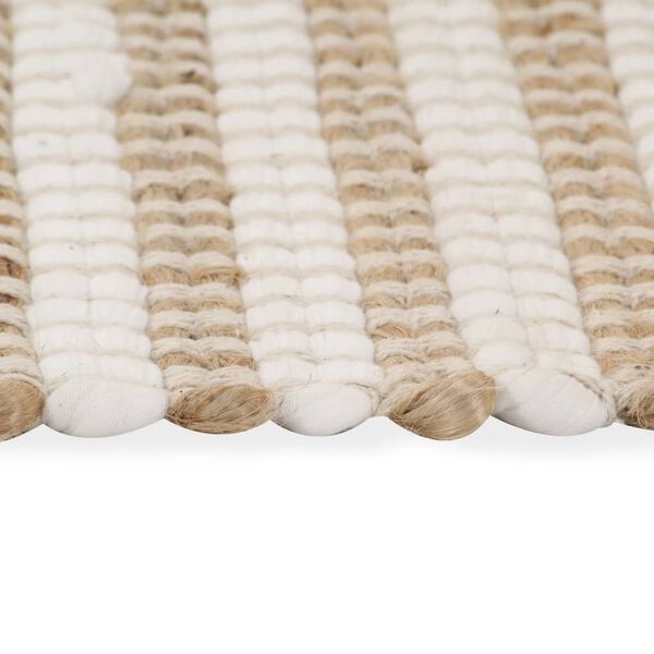 vidaXL Hand-Woven Jute Area Rug Fabric 120x180 cm Natural and White