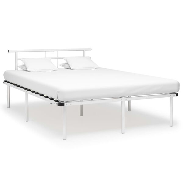 vidaXL Bed Frame without Mattress White Metal 140x200cm