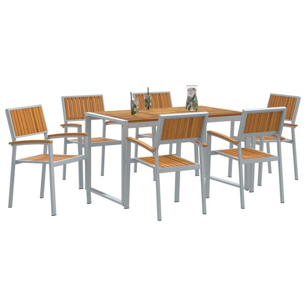 vidaXL Garden Dining Set 7 pcs Grey and brown