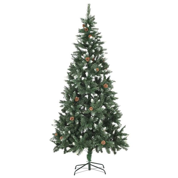 vidaXL Artificial Pre-lit Christmas Tree with Ball Set&Pine Cones 210 cm