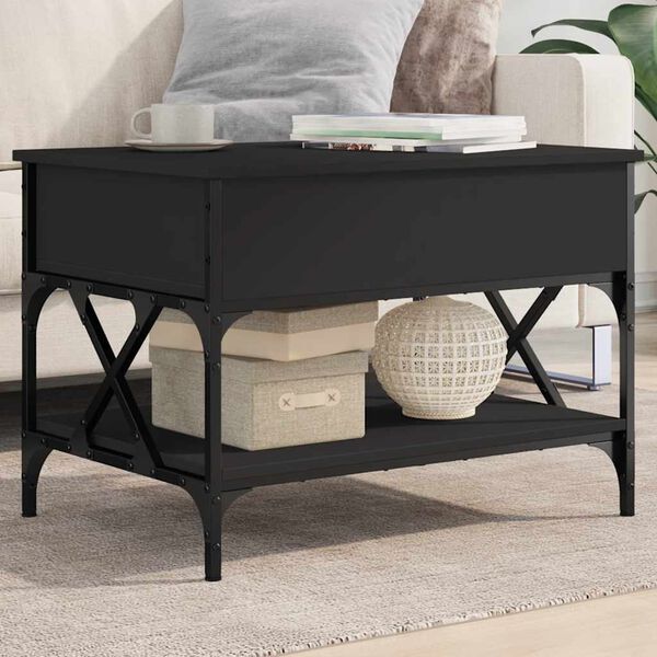 vidaXL Coffee Table Black 70x50x50 cm Engineered Wood and Metal