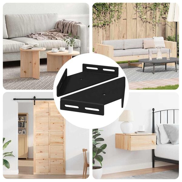 vidaXL Corner Bracket 2 pcs Black 138.5 x 50.5 x 16 mm Iron