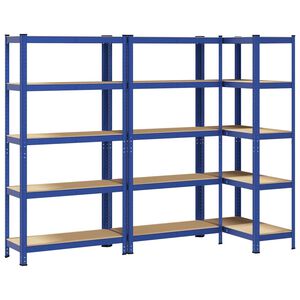 vidaXL 5-Layer Storage Shelves 3 pcs Blue Steel&Engineered Wood