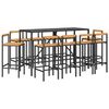 vidaXL 11 Piece Garden Bar Set Black Poly Rattan& Solid Wood Acacia