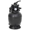 vidaXL Pool Sand Filter with 6-Way Valve Black