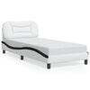 vidaXL Bed Frame with LED without Mattress "Hvar" White and Black 90x200 cm