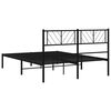 vidaXL Metal Bed Frame without Mattress with Headboard Black 135x190cm