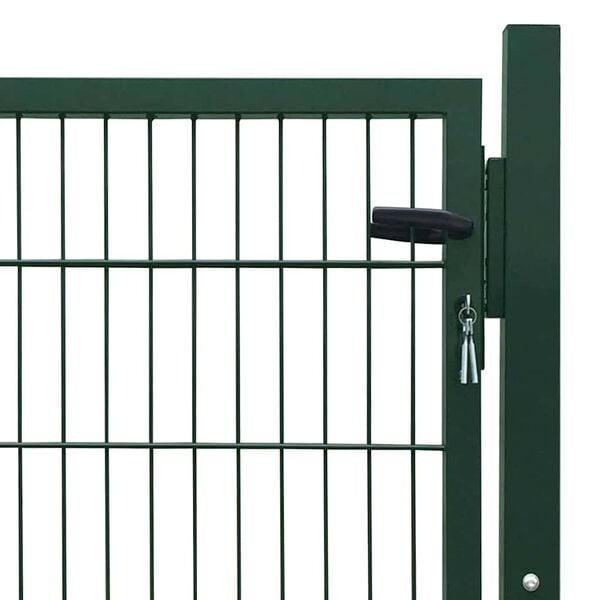 vidaXL Fence Gate Steel Green 100x100 cm