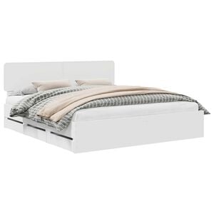 vidaXL Bed Frame with Headboard White 200 x 200 cm Engineered Wood