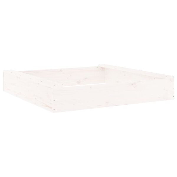 vidaXL Sandbox with Seats White Square Solid Wood Pine
