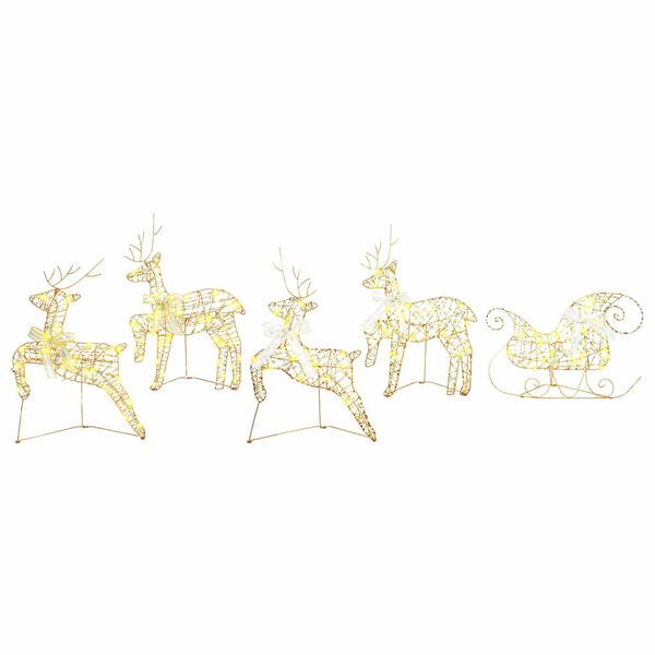 vidaXL LED Reindeers with 40 LEDs 5 pcs Gold PET