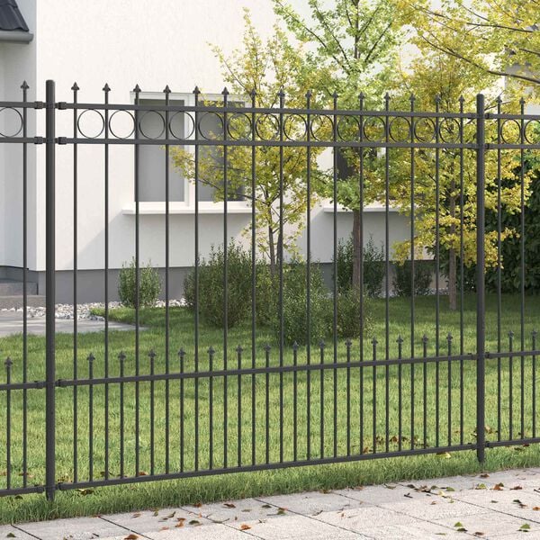 vidaXL Spike Ring Fence Black 200 x 200 cm Powder-Coated Steel