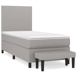 vidaXL Box Spring Bed with Mattress Light Grey 80x200 cm Fabric