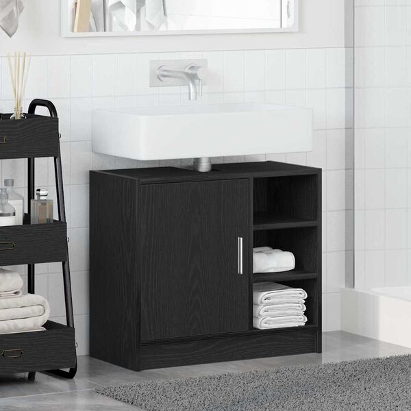 vidaXL Bathroom Cabinet Black Oak 63 x 29 x 55 cm Engineered wood