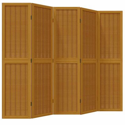 vidaXL Room Divider 5 Panels Brown Solid Wood Paulownia