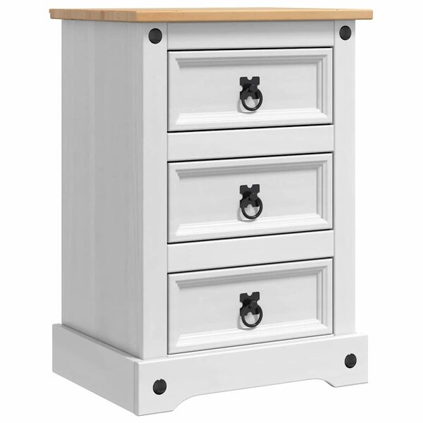vidaXL Bedside Table with Drawer White 45 x 35 x 64 cm Solid Pine Wood