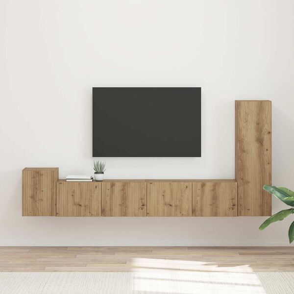 vidaXL TV Cabinet Set Wall-mounted 3 pcs Artisan Oak Engineered Wood