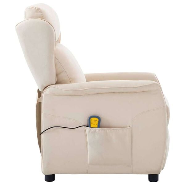 vidaXL Massage Chair with Cushion Cream 67.5 x 93.5 x 101.5 cm Fabric
