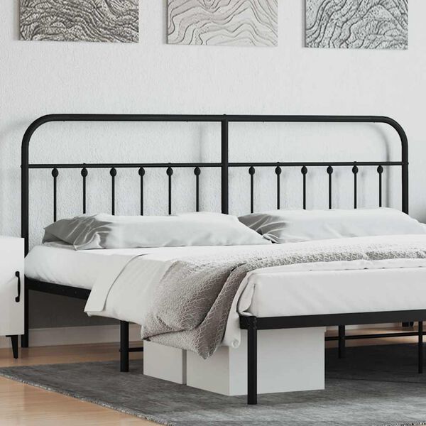 vidaXL Metal Headboard Black 200 cm