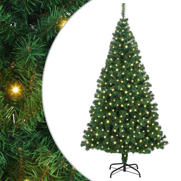 vidaXL Artificial Christmas Tree with 300 LEDs with Stand Green 180 cm