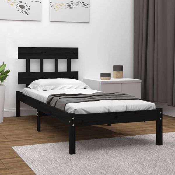 vidaXL Bed Frame without Mattress Black 100x200 cm Solid Wood