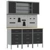 vidaXL Work Cabinet with Drawer 7 pcs Black Engineered Wood and Steel