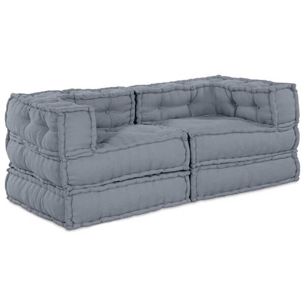 vidaXL Modular Sofa 2 pcs Grey 140 x 70 x 56 cm Fabric