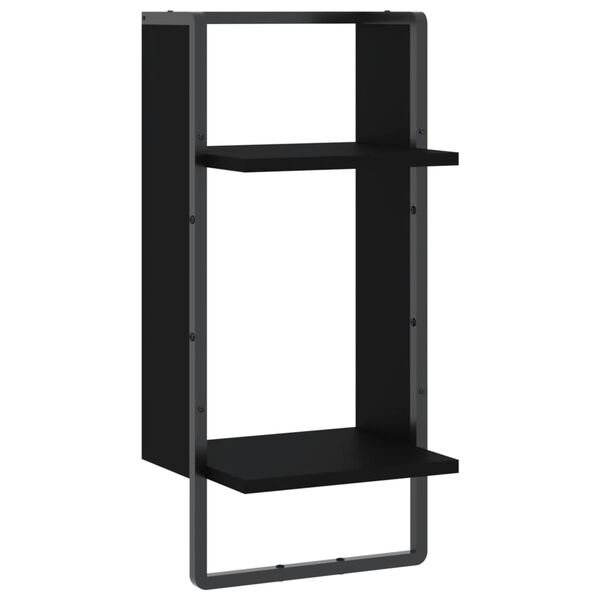 vidaXL Wall Shelf with Bar Black 30x25x65 cm
