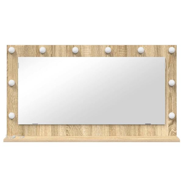 vidaXL Vanity Mirror with LED Strip Lights Sonoma Oak 100 x 55 x 18 cm