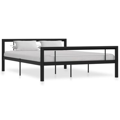 vidaXL Bed Frame Black and White Metal 160x200 cm