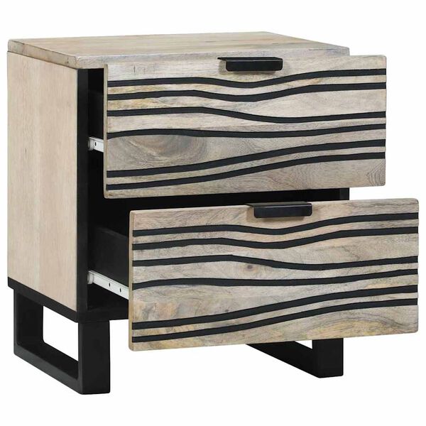 vidaXL Bedside Cabinet 2 pcs White and Black 40 x 33 x 46 cm