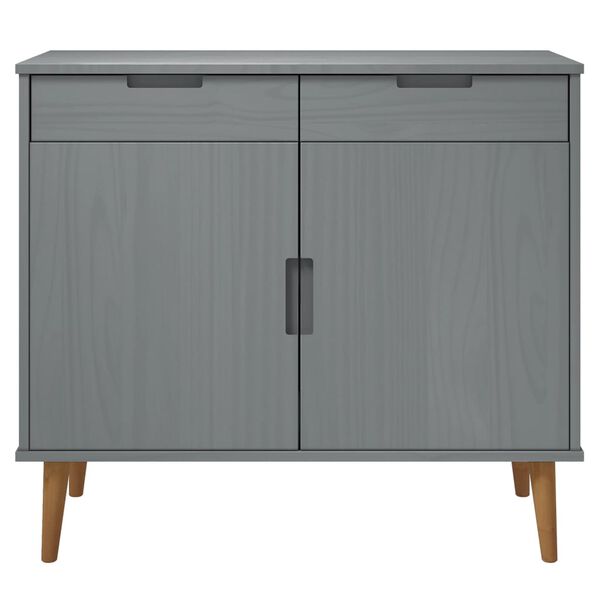 vidaXL Sideboard MOLDE Grey 90x40x80 cm Solid Wood Pine