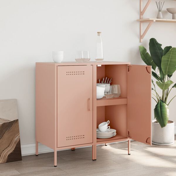 vidaXL Sideboards 2 pcs Pink 36x39x79 cm Steel
