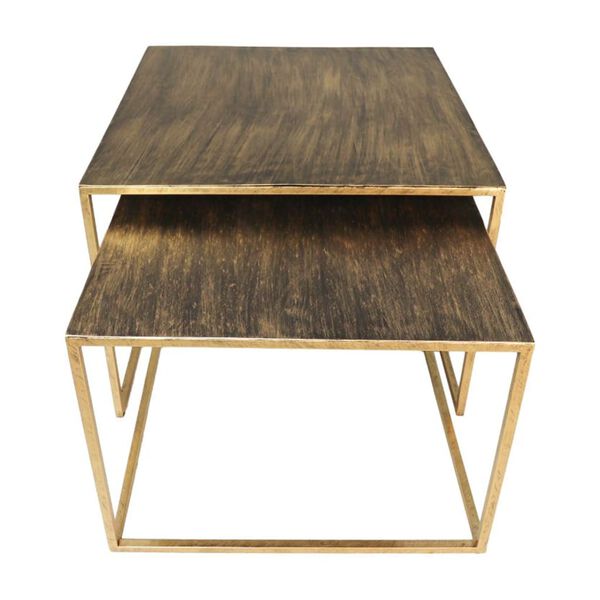 HSM Collection 2 Piece Coffee Table Set Square Gold