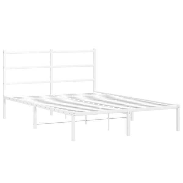 vidaXL Metal Bed Frame without Mattress with Headboard White 140x200cm