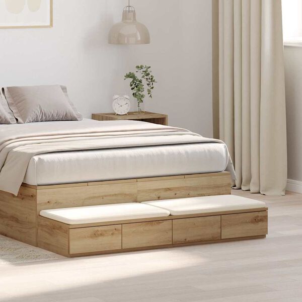 vidaXL Bed Drawers Artisan Oak 120 x 36.5 x 16.5 cm Engineered Wood